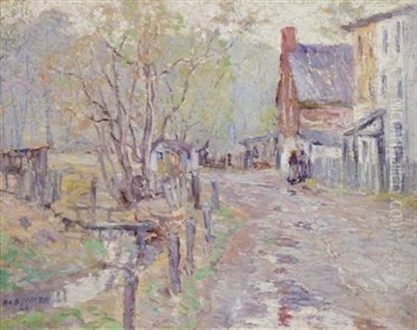 Village Street Scene Oil Painting by Harry G. Berman