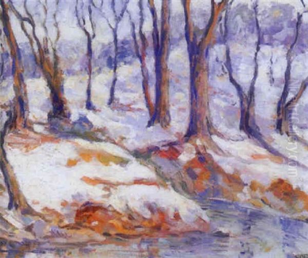 Winter Landscape Oil Painting by Harry G. Berman