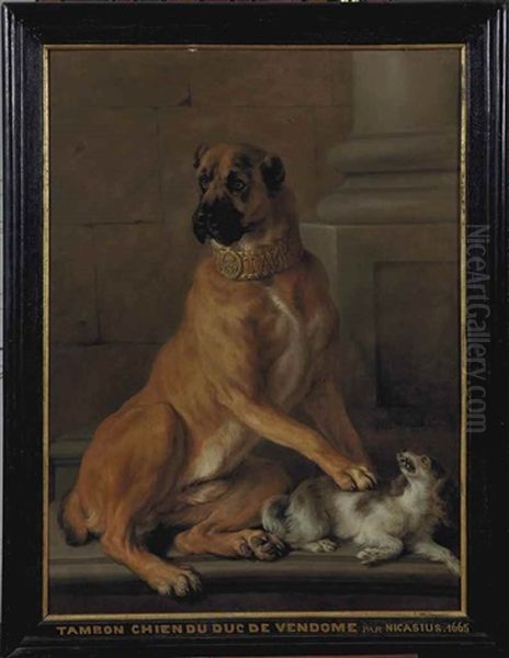 Portrait De Tambon, Chien Du Duc De Vendome Oil Painting by Nicasius Bernaerts