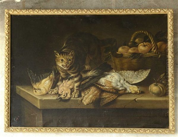 Chat Et Gibier Oil Painting by Nicasius Bernaerts