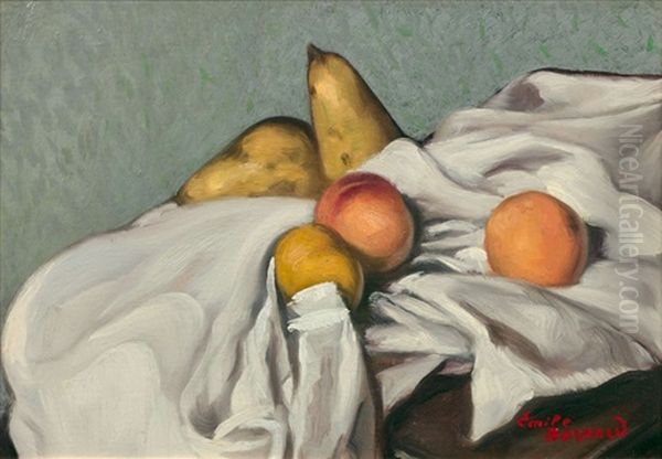 Nature Morte Aux Peches Et Aux Poires Oil Painting by Emile Bernard