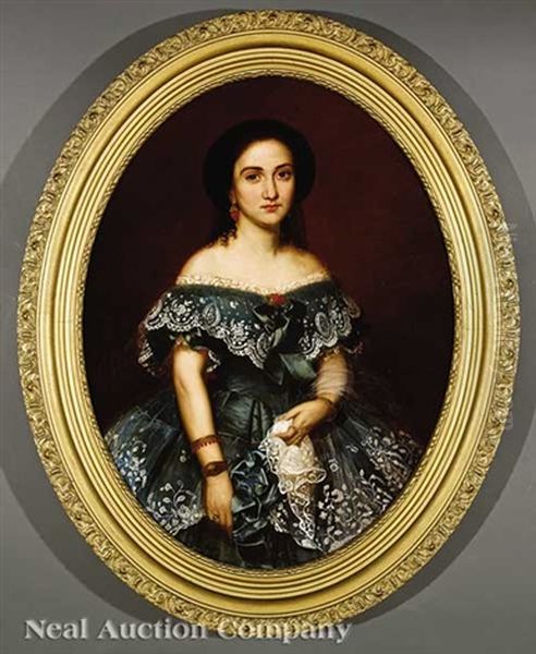 Portrait Of Madame Jeanne Roman De La Villebeuvre (1836-1889), Daughter Of Louisiana Governor Andre Bienvenu And Aimee Parent Roman Oil Painting by Francois Bernard