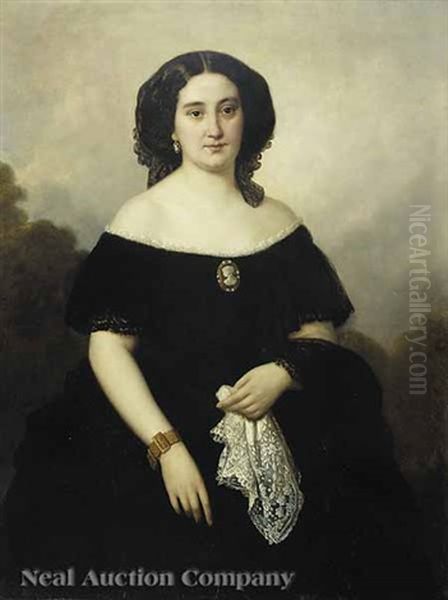 Angele Longer (mrs. Evan Jones Mccall) Oil Painting by Francois Bernard