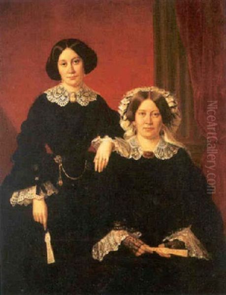 Mrs. James Belton Pickett And Her Daughter, Sallie Pickett Oil Painting by Francois Bernard