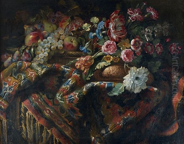 Nature Morte Au Panier De Fruits Oil Painting by Jacques Samuel Bernard