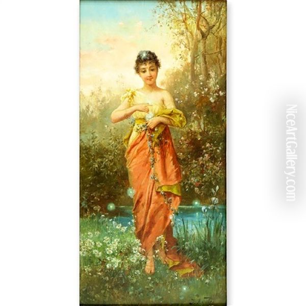 Lady In The Garden Oil Painting by Joseph Bernard