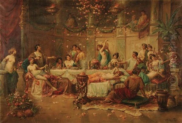 Bacchus Banquet Oil Painting by Joseph Bernard