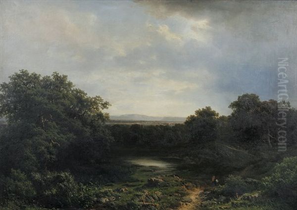 Oberbayerische Landschaft Oil Painting by Joseph Bernardi