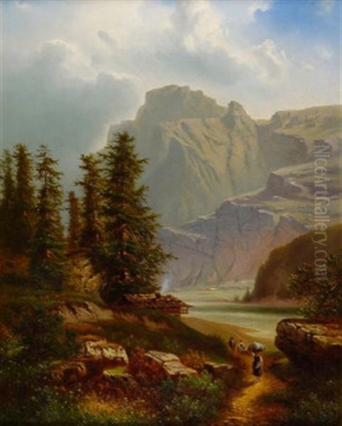 Alpenlandschaft Oil Painting by Joseph Bernardi