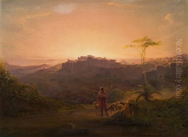 Blick Auf Betlehem Oil Painting by Johann Martin Bernatz