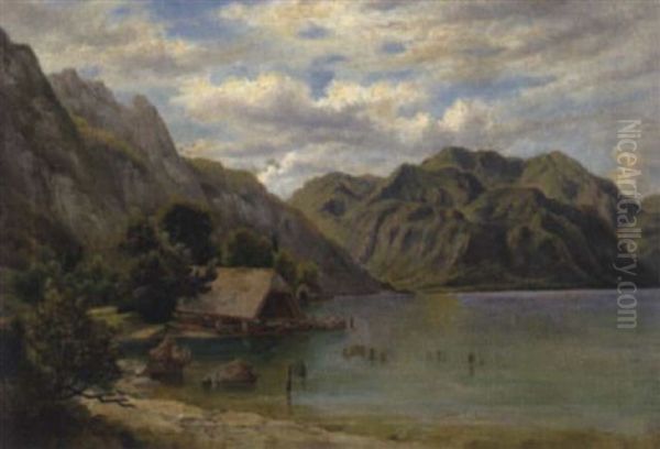 Salzkammergutsee Oil Painting by Wilhelm Bernatzik