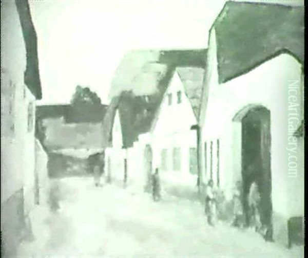 Dorfstrasse. Oil Painting by Wilhelm Bernatzik