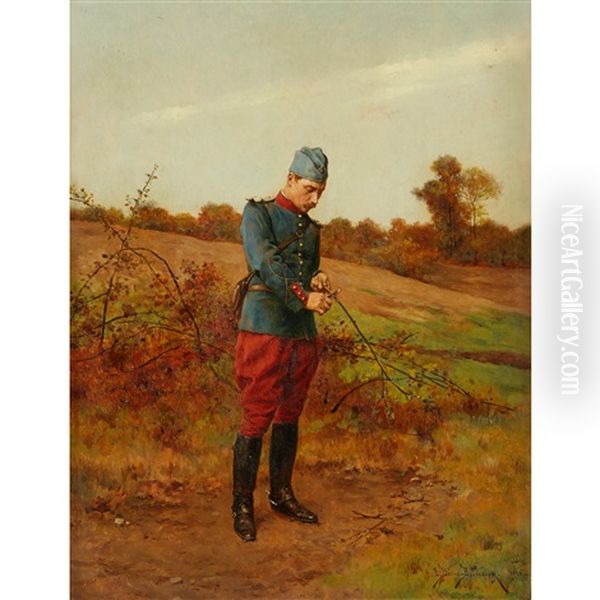 Whittling A Twig Oil Painting by Etienne Prosper Berne-Bellecour