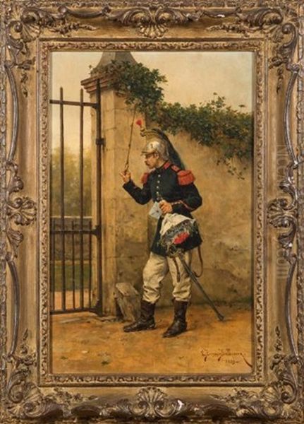 The Messenger Oil Painting by Etienne Prosper Berne-Bellecour