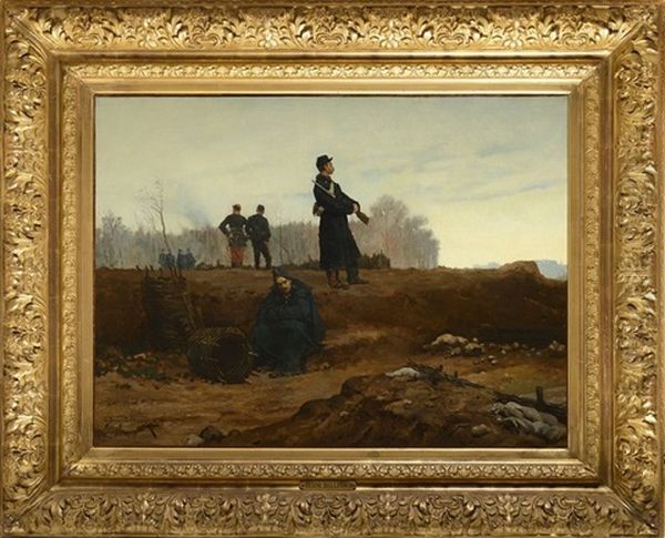 Artilleurs Aux Aguets Et Au Repos En 1870 Oil Painting by Etienne Prosper Berne-Bellecour