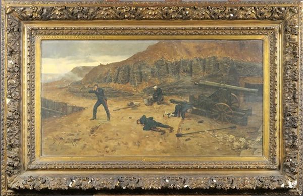 Les Canonniers Oil Painting by Etienne Prosper Berne-Bellecour