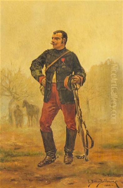 Portrait Of A Soldier Oil Painting by Etienne Prosper Berne-Bellecour