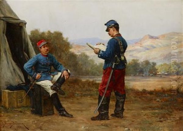 Reviewing The Plans Oil Painting by Etienne Prosper Berne-Bellecour