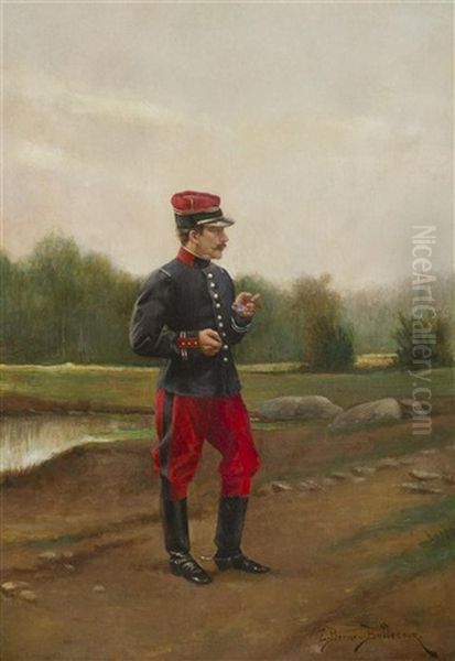 Portrait Of A Soldier Oil Painting by Etienne Prosper Berne-Bellecour