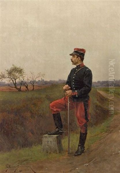 Surveying The Field Oil Painting by Etienne Prosper Berne-Bellecour