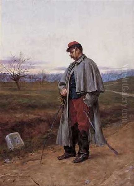 The Weary Soldier Oil Painting by Etienne Prosper Berne-Bellecour