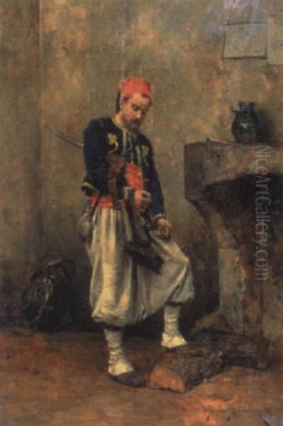 The Pensive Zouave Oil Painting by Etienne Prosper Berne-Bellecour