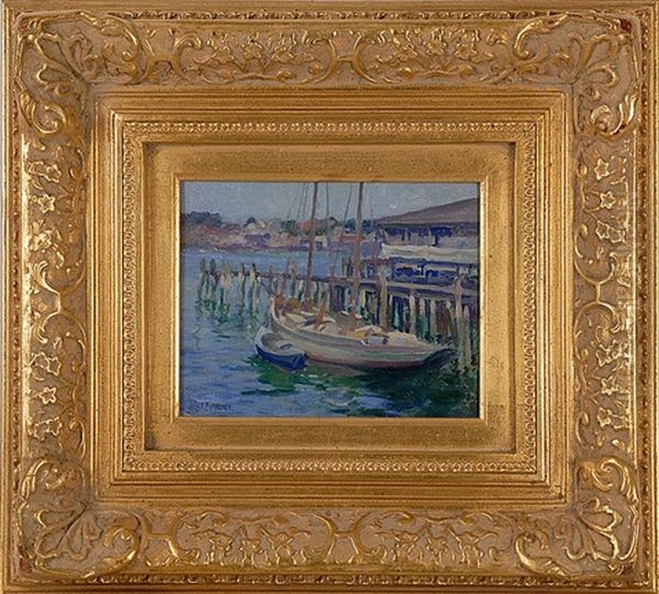 Boats At A Pier Oil Painting by Louis Frederick Berneker