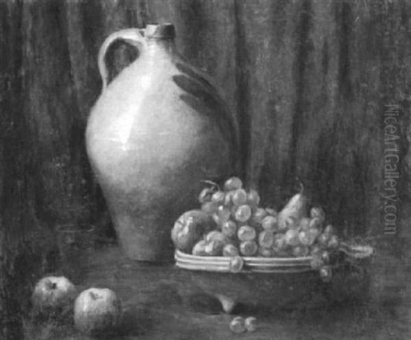 Still Life With Fruit And Earthenware Jug Oil Painting by Louis Frederick Berneker