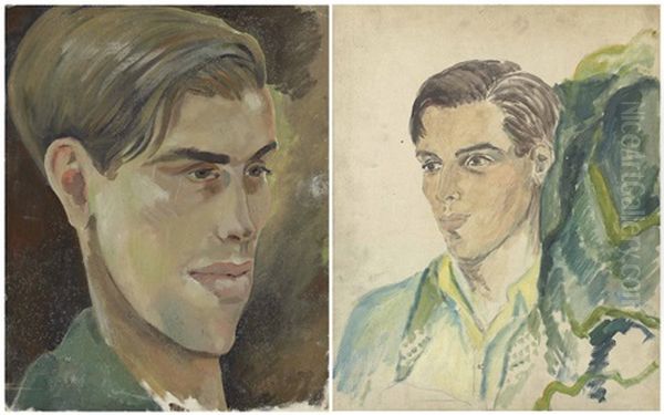 Two Portraits Of Robert Heber-percy Oil Painting by Lord Berners