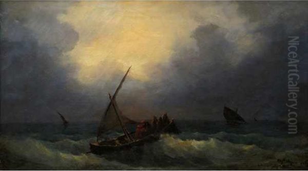 :bateau En Mer Oil Painting by Auguste Aiguier