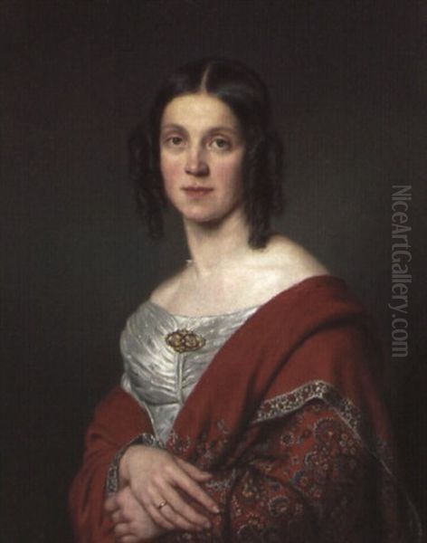 Portrat Der Freifrau Constanzia Von Ponickau Oil Painting by Joseph Bernhardt