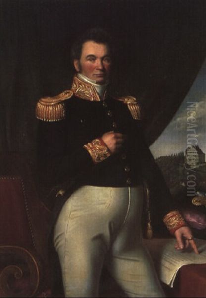 Portrat Des Freiherrn Christoph Friedrich Von Ponickau In Uniform Oil Painting by Joseph Bernhardt