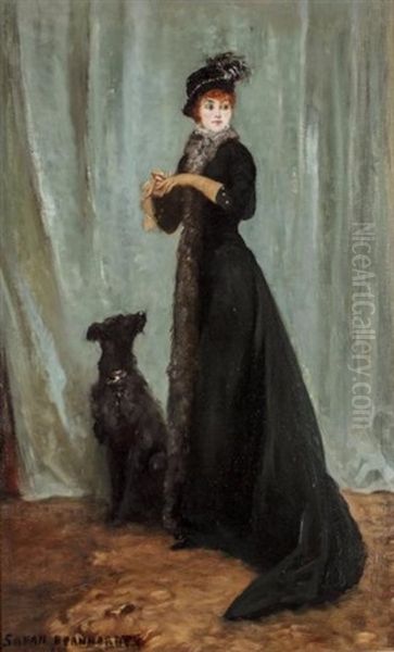 Portrait De Femme Au Chien Oil Painting by Sarah Bernhardt