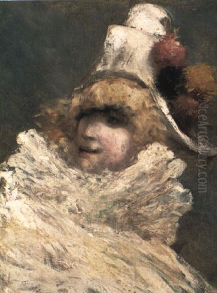 Self-portrait As Pierrot Oil Painting by Sarah Bernhardt