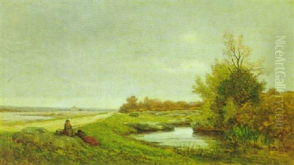 Fluslandschaft Mit Figurlicher Staffage Oil Painting by Camille Bernier