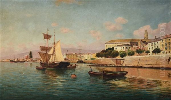 Porto Di Malaga Oil Painting by Enrique Florido Bernils