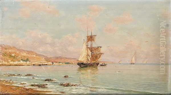 Vista De La Bahia De Malaga Oil Painting by Enrique Florido Bernils