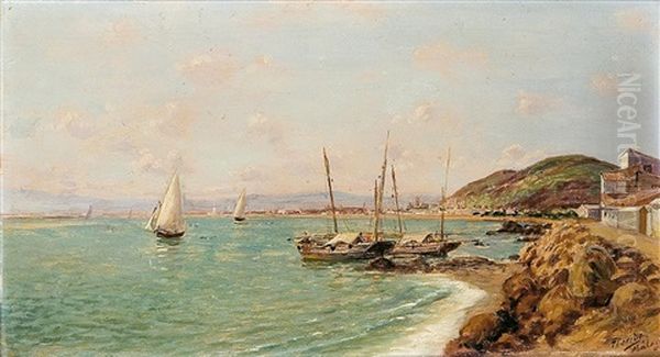 Vista De La Bahia De Malaga Oil Painting by Enrique Florido Bernils