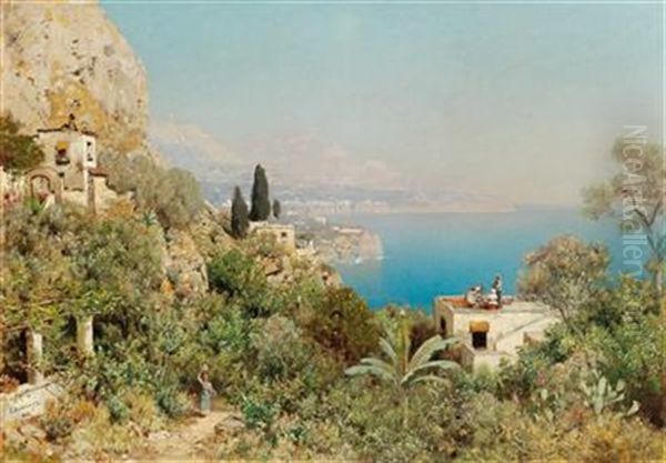 View Of The Amalfi Coast Oil Painting by Edmund Berninger