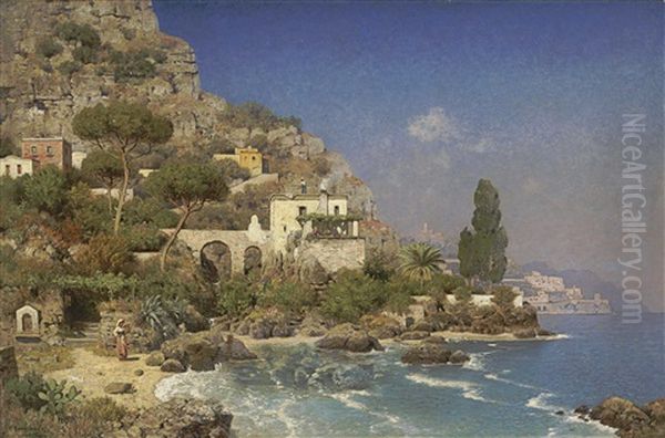 A View Of The Amalfi Coast Oil Painting by Edmund Berninger