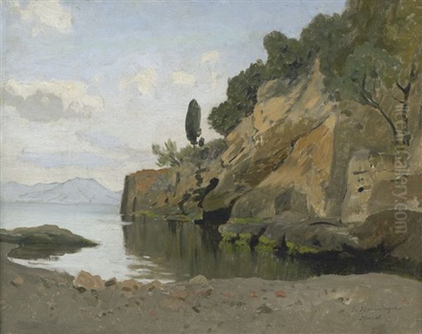 Kustenlandschaft Bei Neapel Oil Painting by Edmund Berninger