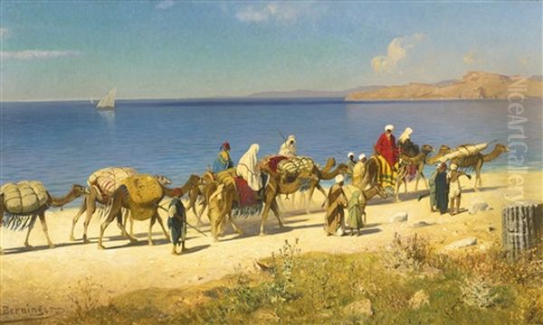 Caravan Along The Coast Oil Painting by Edmund Berninger