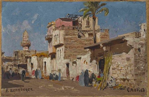 Strasenszene In Kairo Oil Painting by Edmund Berninger