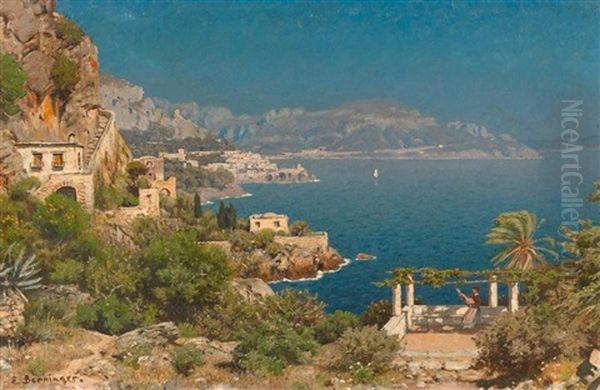 Italienische Kustenlandschaft Oil Painting by Edmund Berninger