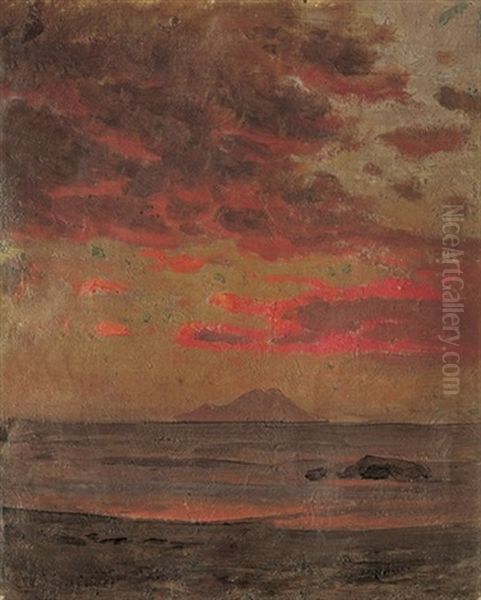 Sonnenuntergang Am Golf Von Neapel Oil Painting by Edmund Berninger