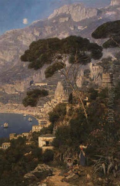 View Of Amalfi/positano Oil Painting by Edmund Berninger