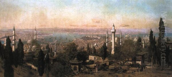 A View Of Constantinople Oil Painting by Edmund Berninger