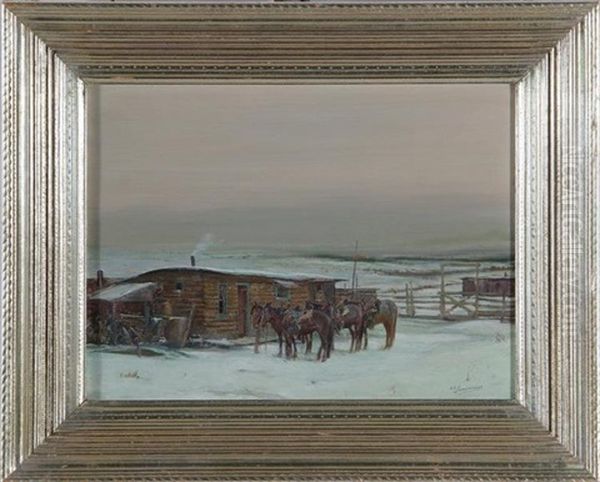 Bunk House, Taos, Nm Oil Painting by Oscar Edmund Berninghaus