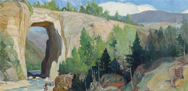 Natural Bridge Oil Painting by Oscar Edmund Berninghaus