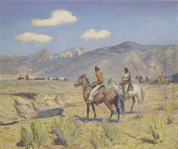 Home Seekers In Indian Country Oil Painting by Oscar Edmund Berninghaus